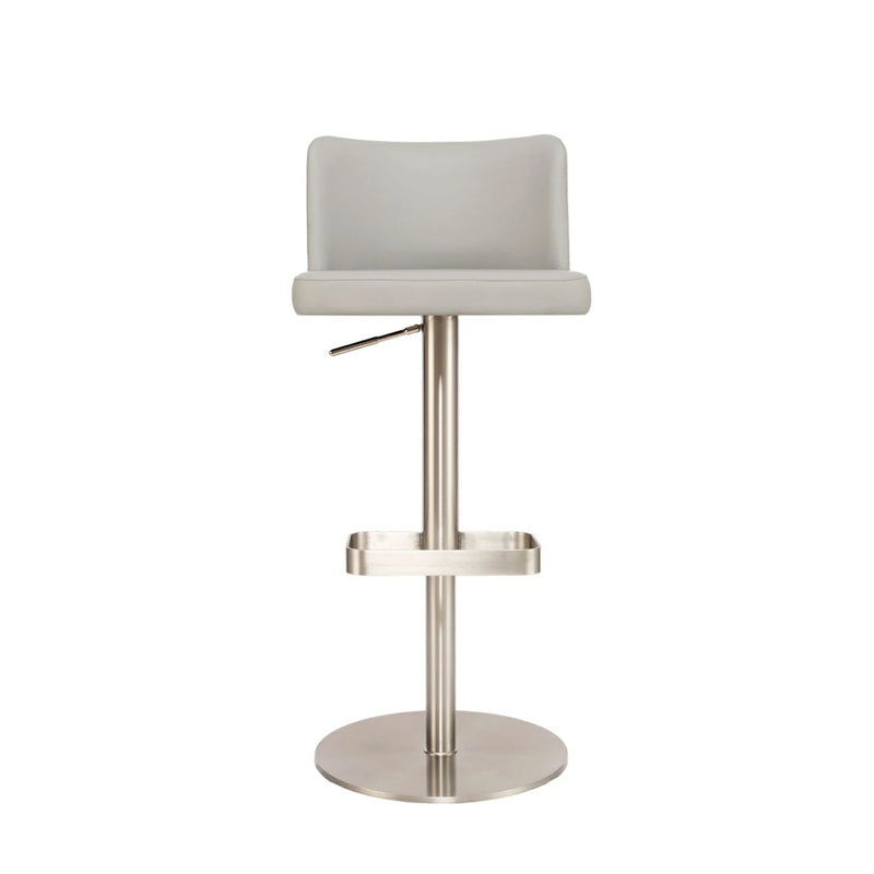 Gray Adjustable Bar Stool | Stainless Steel Base
