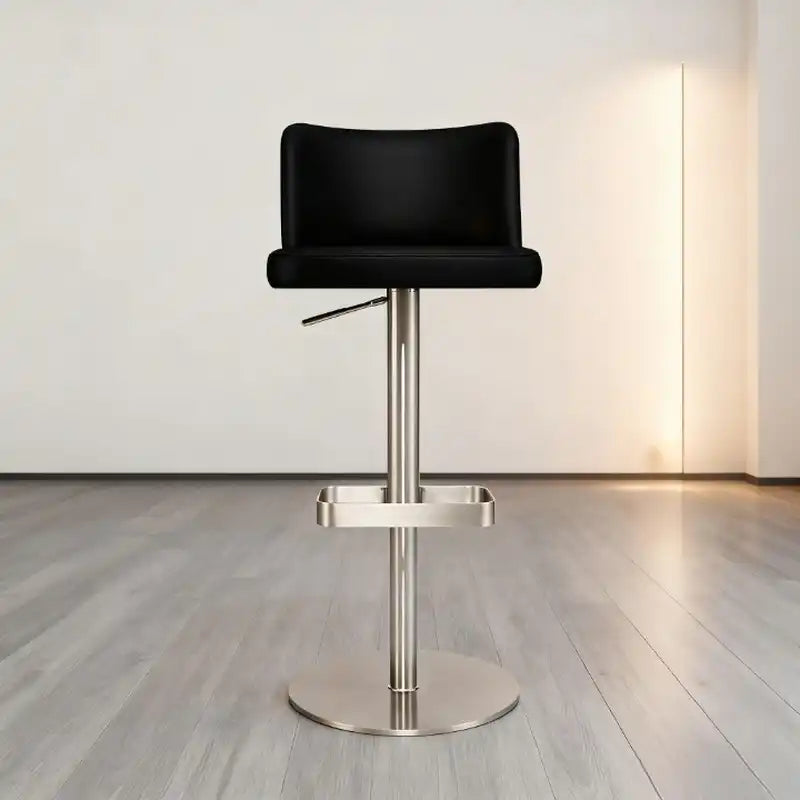 Taburete de bar ajustable gris | Base de acero inoxidable
