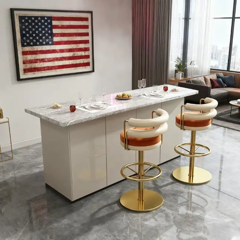 Velvet Swivel Bar Stool - Gold Frame & Plush Seat