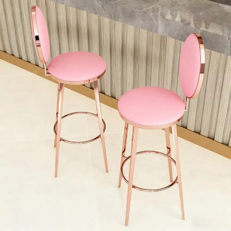 Black Leather Bar Stool Rose Gold Frame | Counter Stool