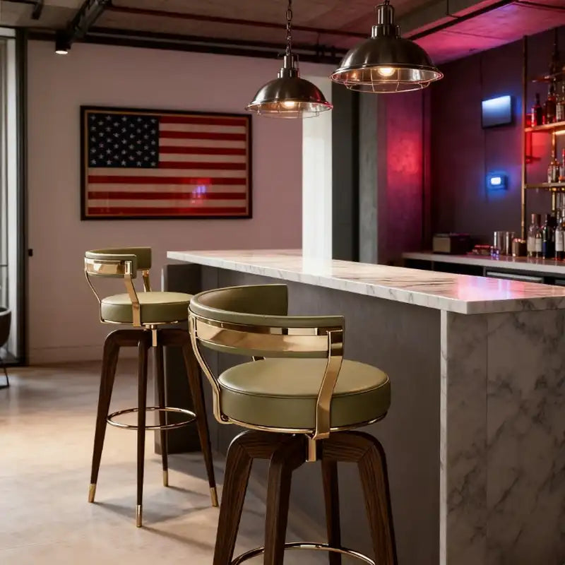 Walnut Swivel Bar Stool - Modern Kitchen & Bar Seating
