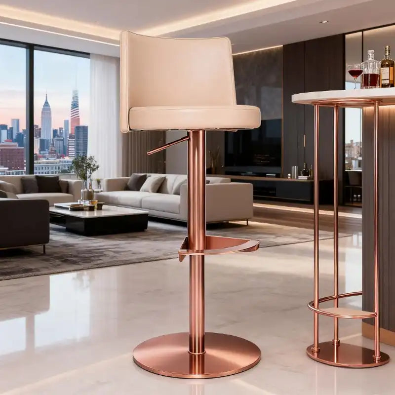 Pink Bar Stool: Adjustable Height Swivel | Modern Comfort