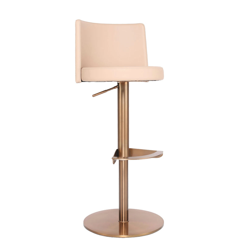 Modern Pink Stainless Steel Bar Stool with Adjustable Height & Backrest