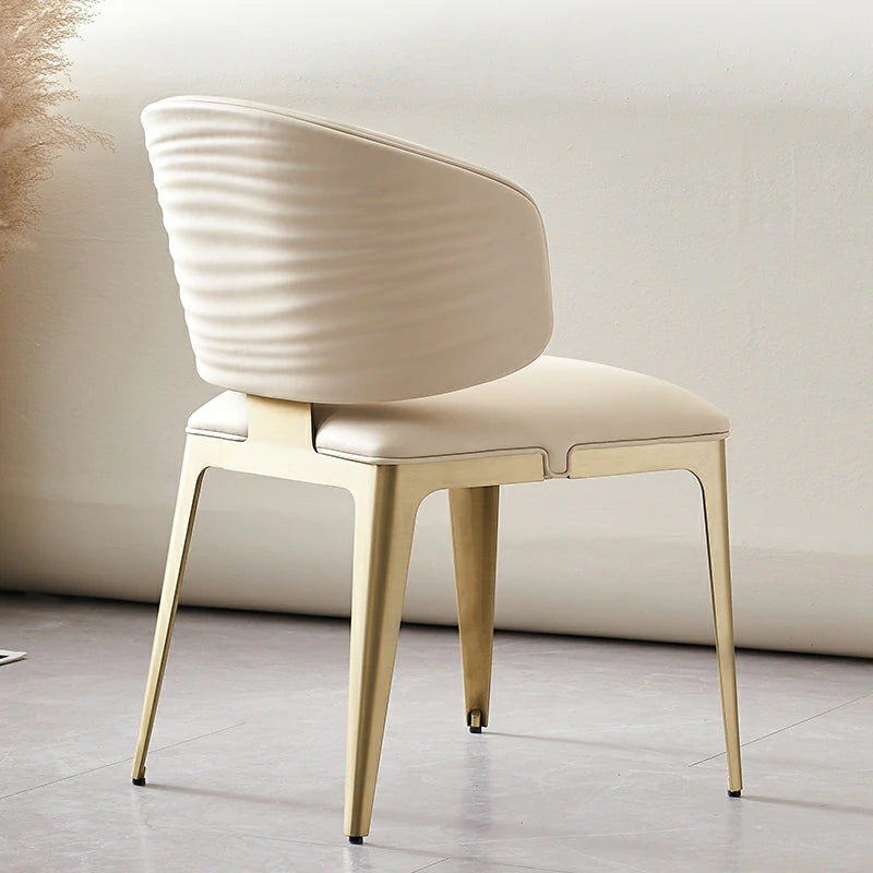 Cream Dining Chair with Gold Stainless Steel Legs –Comfy