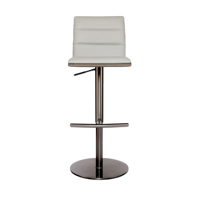 Modern Titanium Gray Adjustable Bar Stool with Brushed Stainless Steel Base