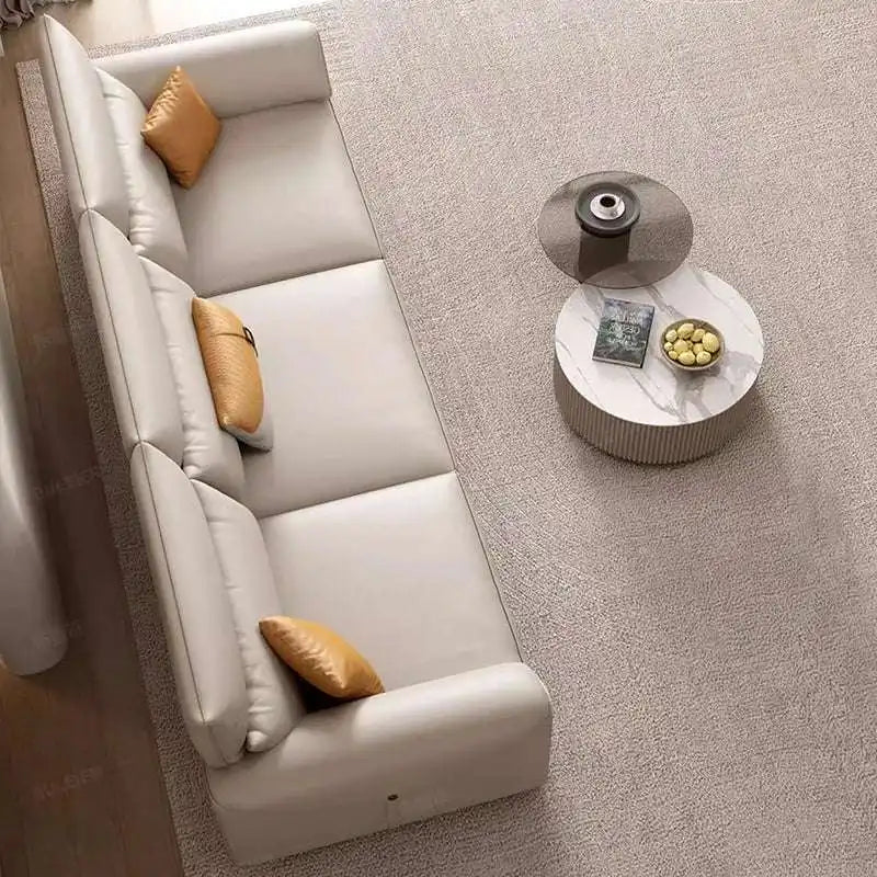 Beige Leather Sectional Sofa for Modern Luxury