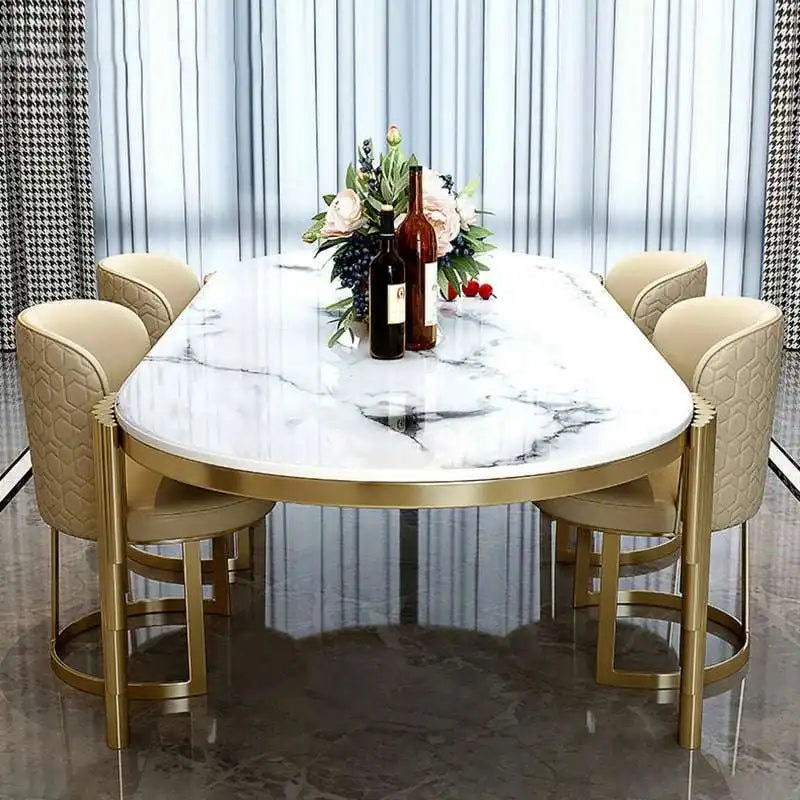 Oval Marble Dining Table - Gold Base | Luxury Dining Room Furniture