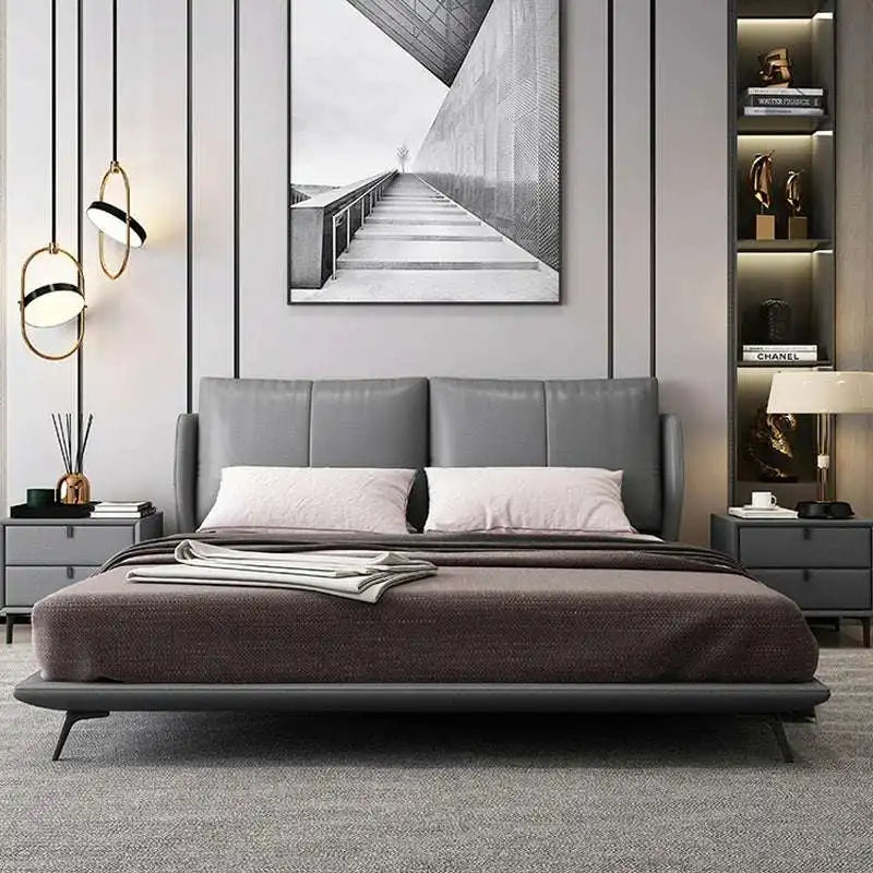 Gray Fabric Platform Bed | Modern Upholstered Bed Frame