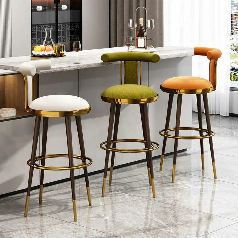 Green Velvet Bar Stools with Gold Frame