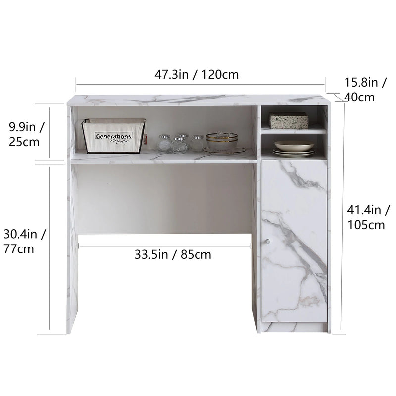 Marble Buffet Cabinet with Folding Dining Table