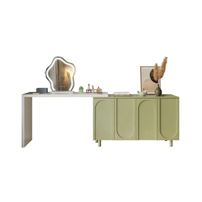 Vintage Makeup Vanity Table with Storage and Mirror Set