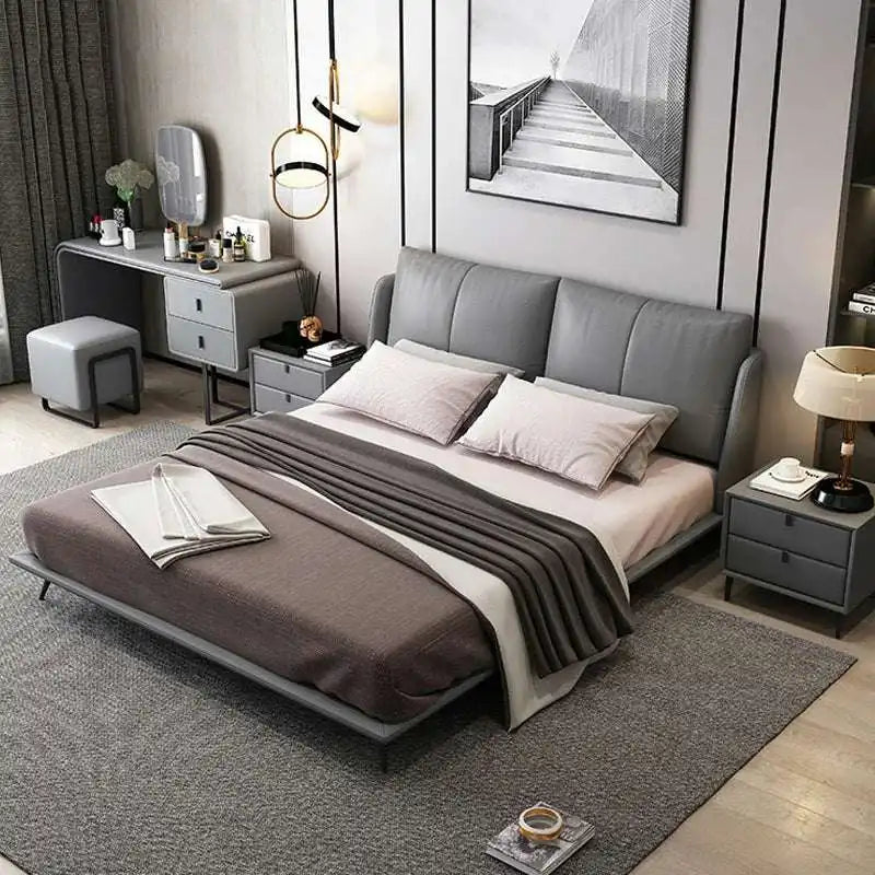 Gray Fabric Platform Bed | Modern Upholstered Bed Frame