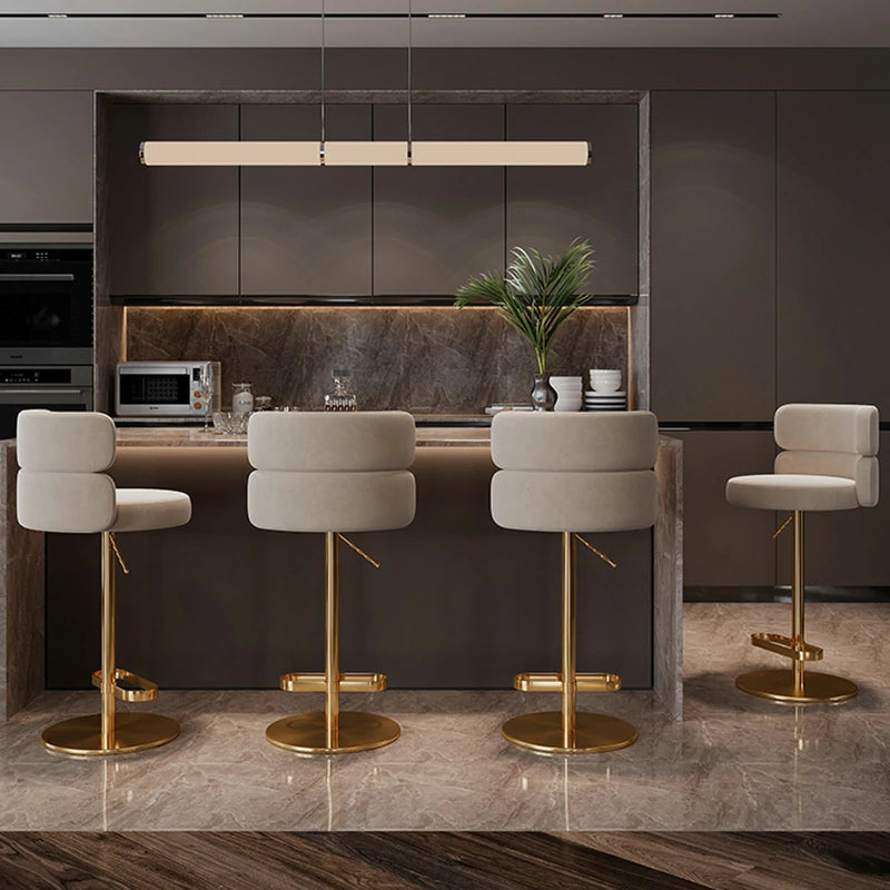 Velvet Swivel Bar Stool – Gold Base, 4 Colors