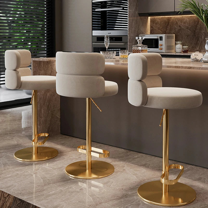 Velvet Swivel Bar Stool – Gold Base, 4 Colors