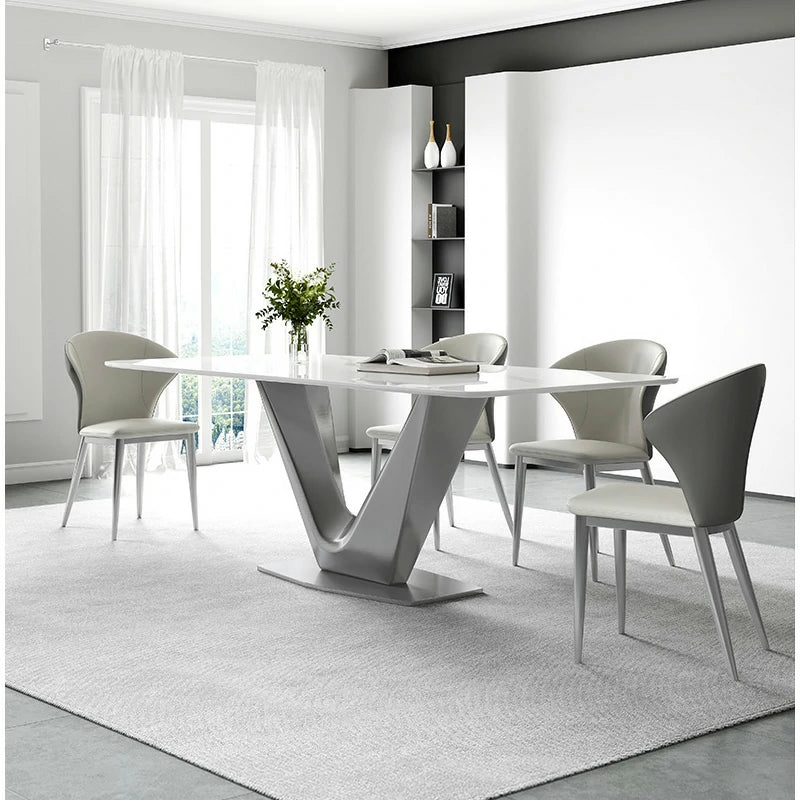 Modern Rectangular Dining Table with Sculptural Base
