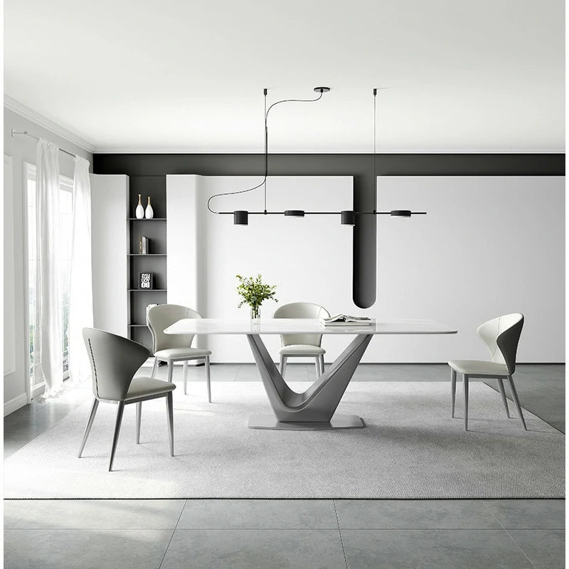 Modern Rectangular Dining Table with Sculptural Base