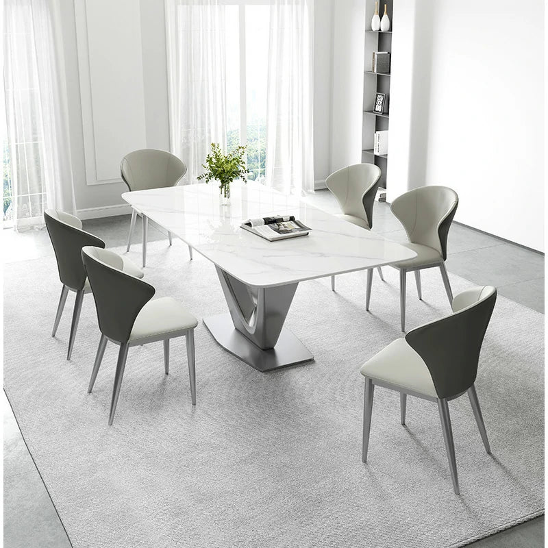 Modern Rectangular Dining Table with Sculptural Base