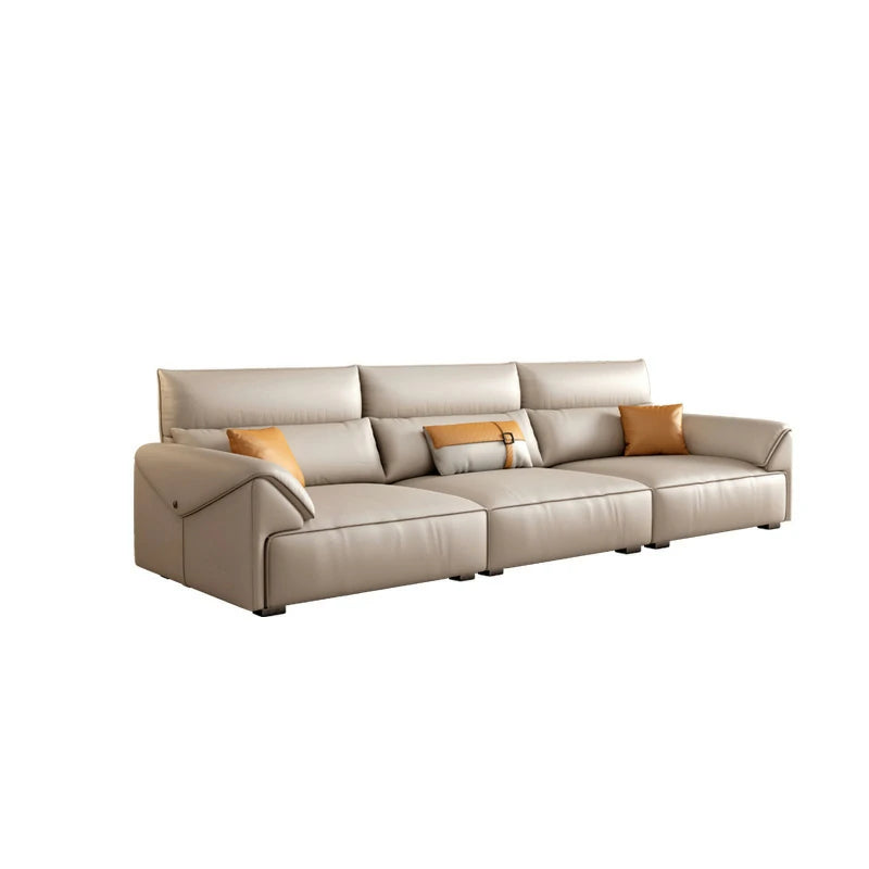 Beige Leather Sectional Sofa for Modern Luxury