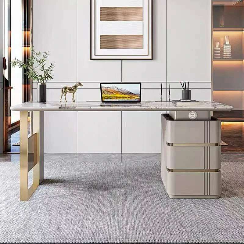 Modern Marble Executive Desk with Storage | 3 Sizes