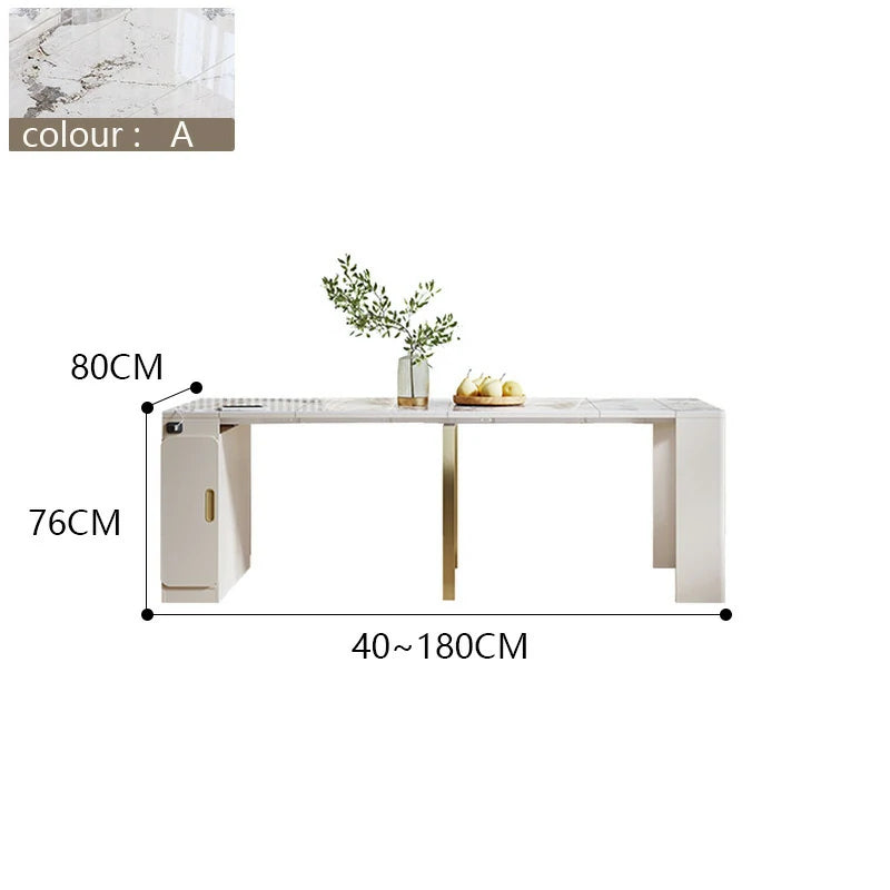 Extendable Marble Dining Table Set – Modern & Space-Saving