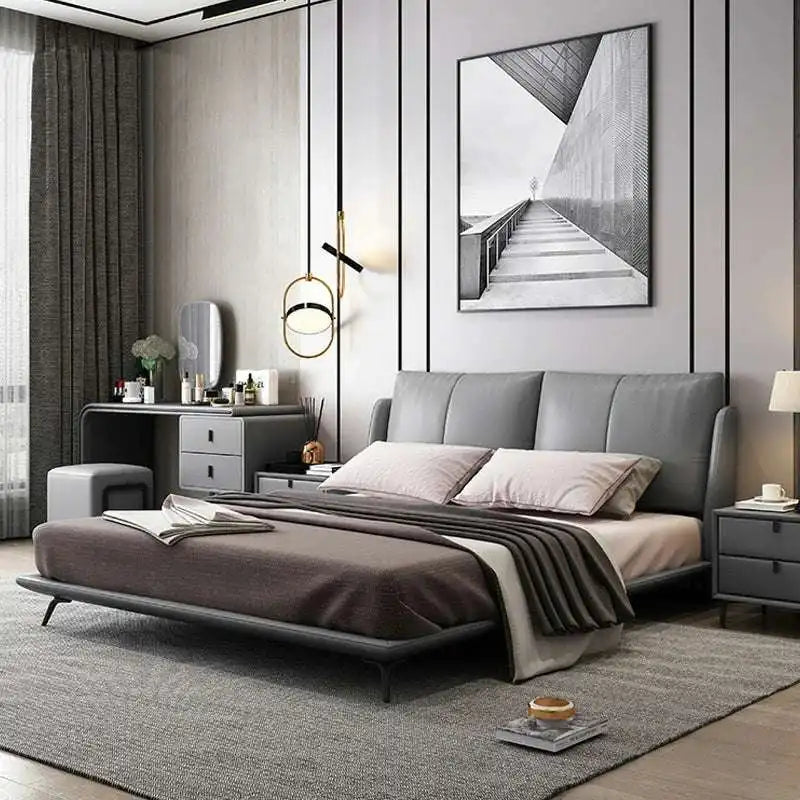Gray Fabric Platform Bed | Modern Upholstered Bed Frame