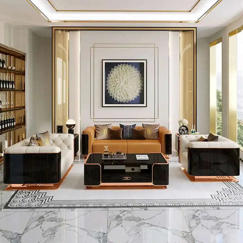Premium Leather Couch: Chic Modern Sofa
