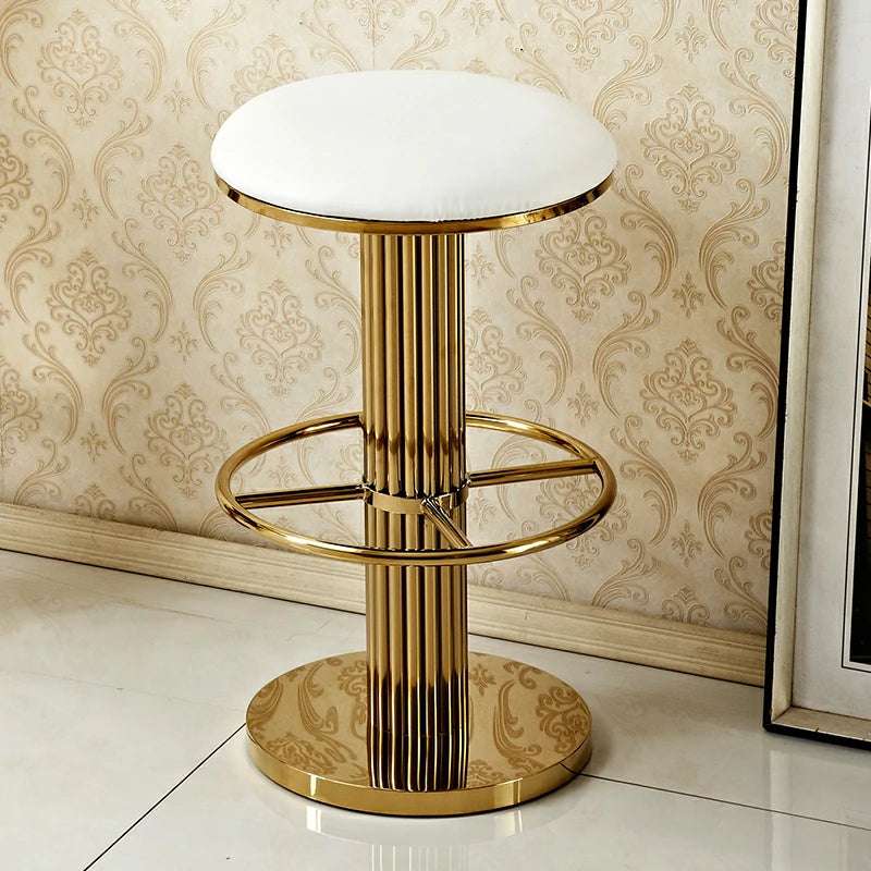 Gold Bar Stool with Leather Seat | Luxury Home Decor