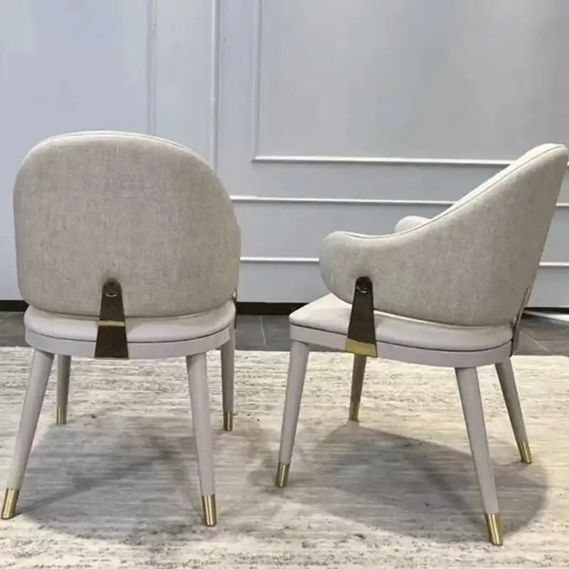 Luxe Upholstered Dining Chair - Gold Accents & Modern Design 36''H2''W3''D #FFFFFF