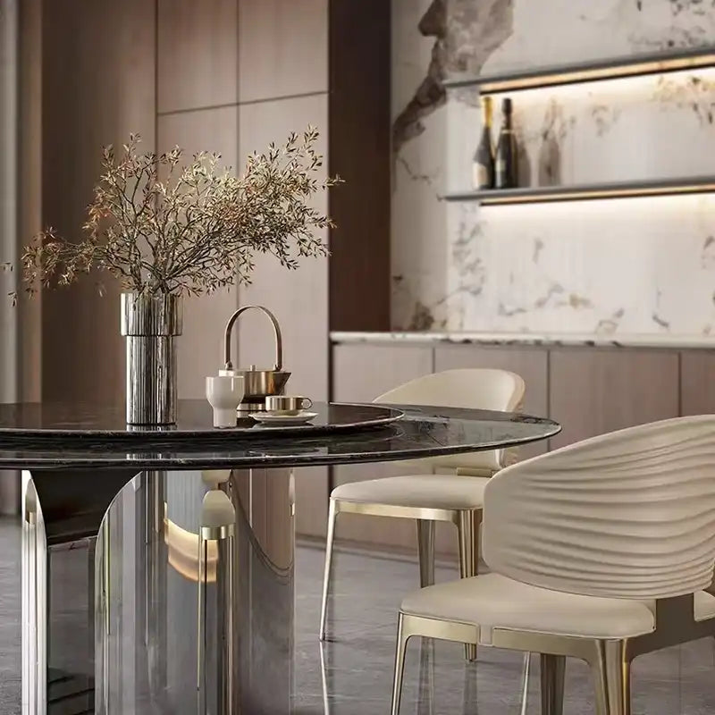 Cream Dining Chair with Gold Legs - Elegant Seating
