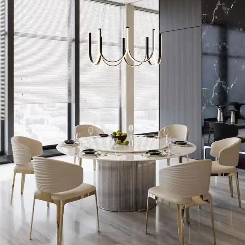 Cream Dining Chair with Gold Legs - Elegant Seating
