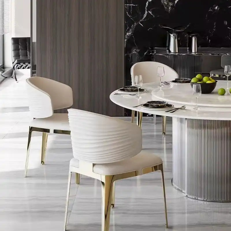 Cream Dining Chair with Gold Legs - Elegant Seating