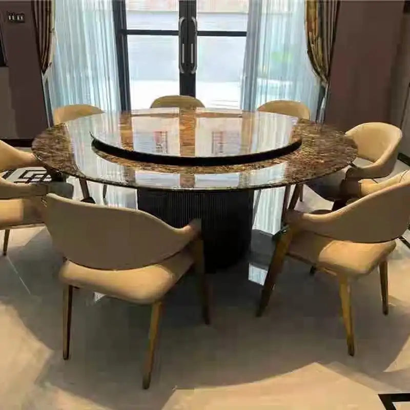 Marble Dining Table with Spinning Lazy Susan