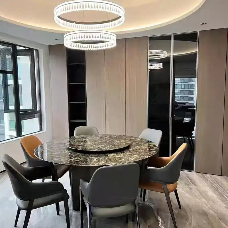 Marble Dining Table with Spinning Lazy Susan