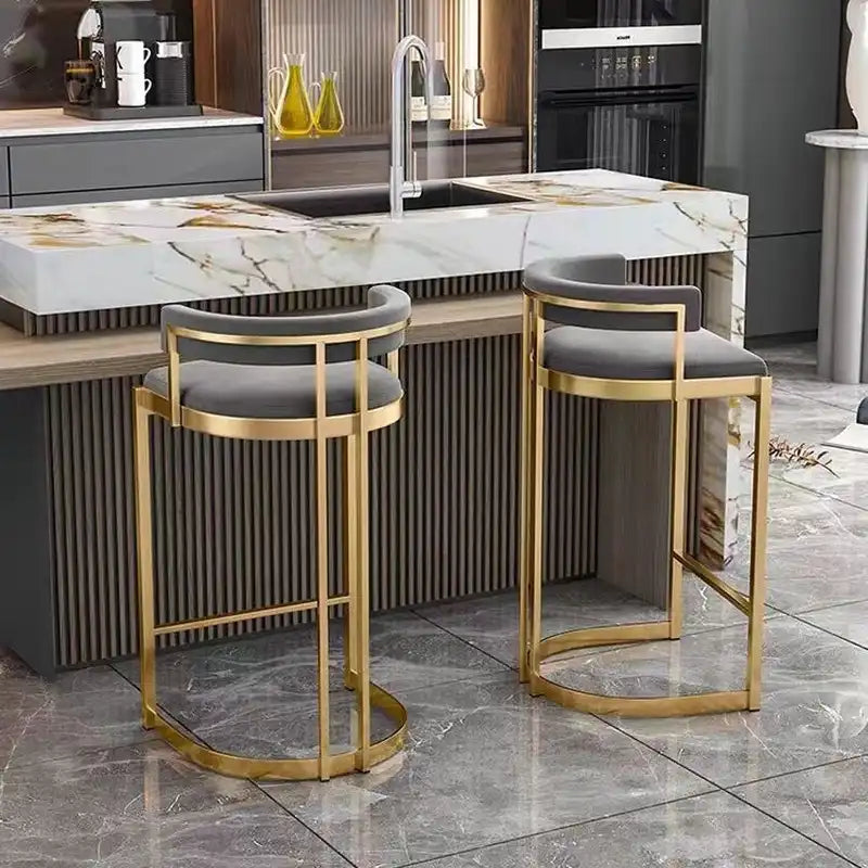 Green Velvet Bar Stool | Gold Base Adjustable Swivel