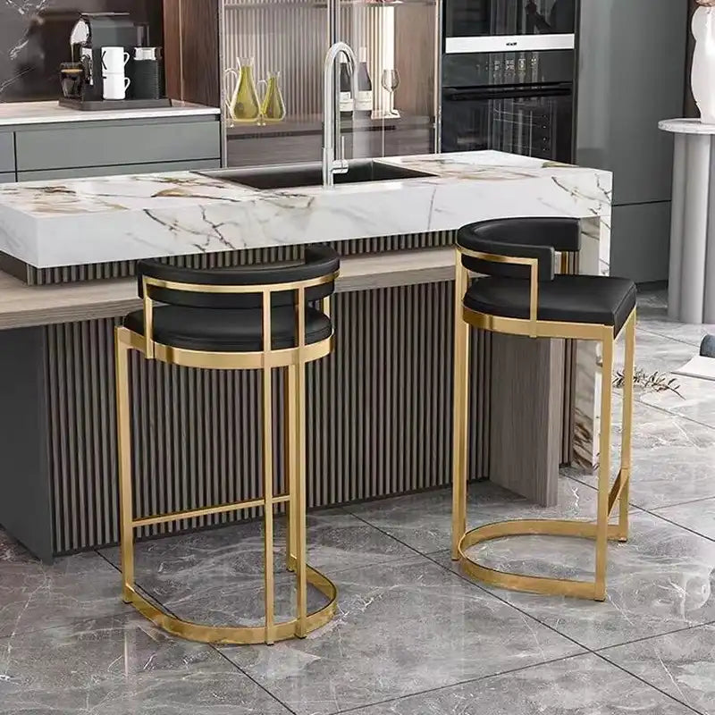 Green Velvet Bar Stool | Gold Base Adjustable Swivel