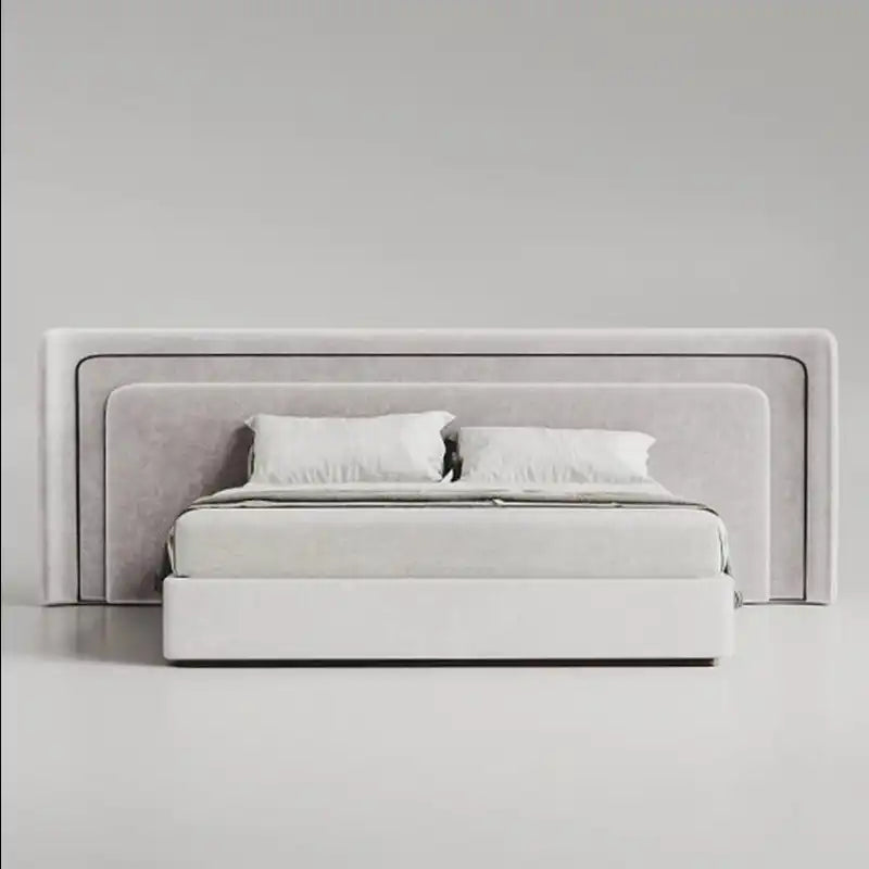 Modern Upholstered Platform Bed with Oversized Rounded Headboard