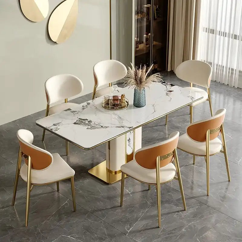 Marble Dining Table Set - Gold Accents | Seats 6 Patek Philippe.webp