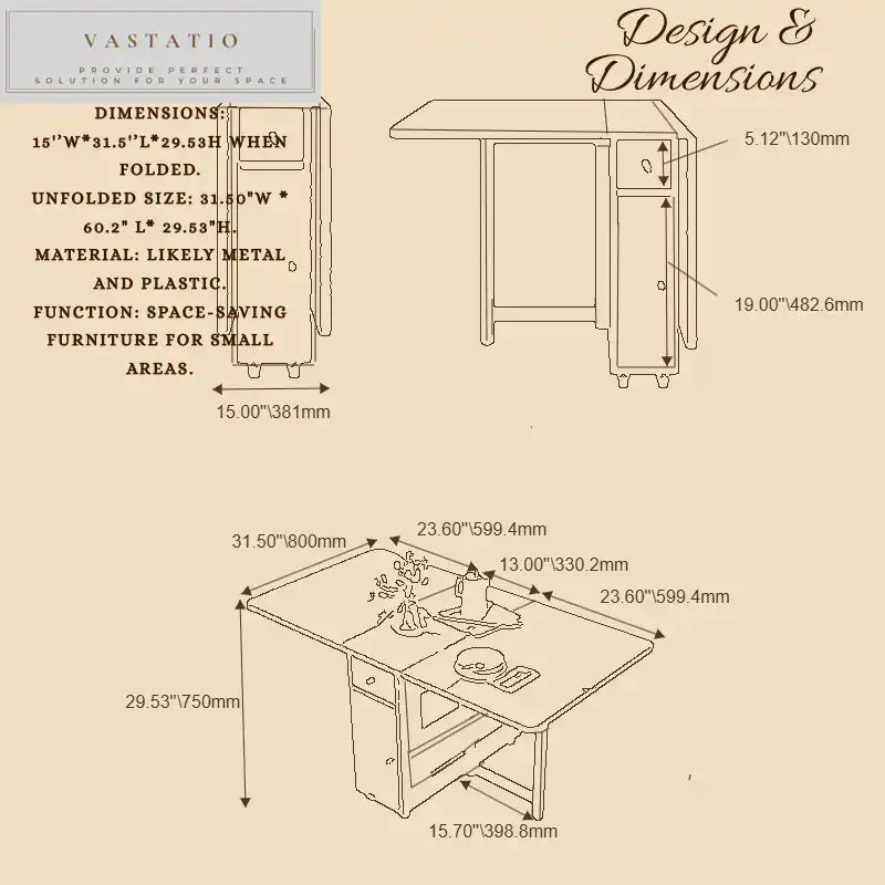 Folding Dining Table w/ Storage | Extendable Space Saver