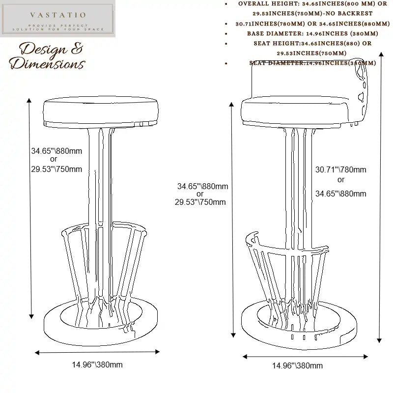 Black & Gold Tufted Bar Stool | Adjustable Swivel Seat