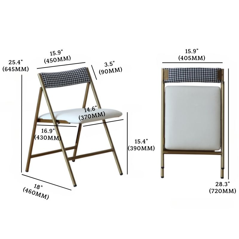 Folding Dining Chairs - Set of 2, Padded Seat Dimension Drawing