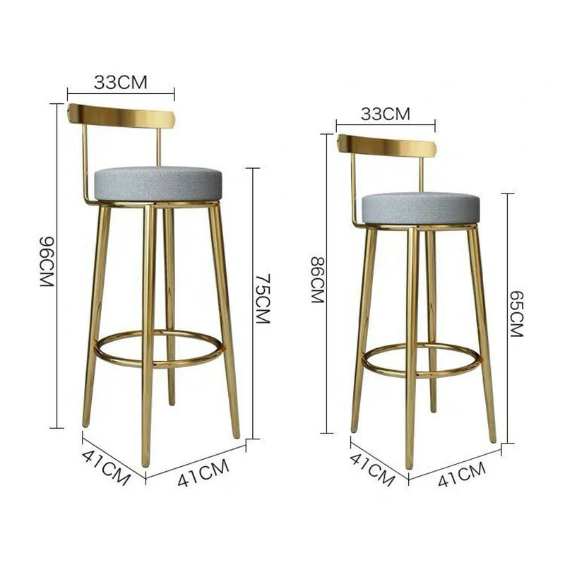 Modern Gold Stainless Steel Bar Stool with Premium Linen Seat