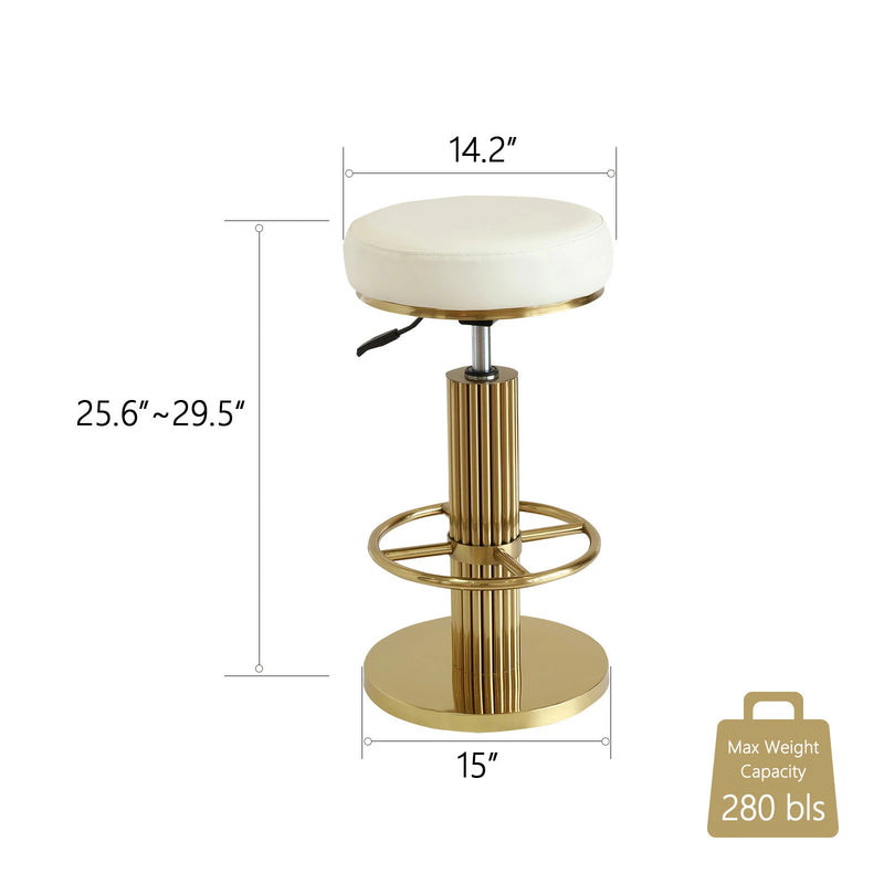 White Swivel Counter Stool, Metal Legs