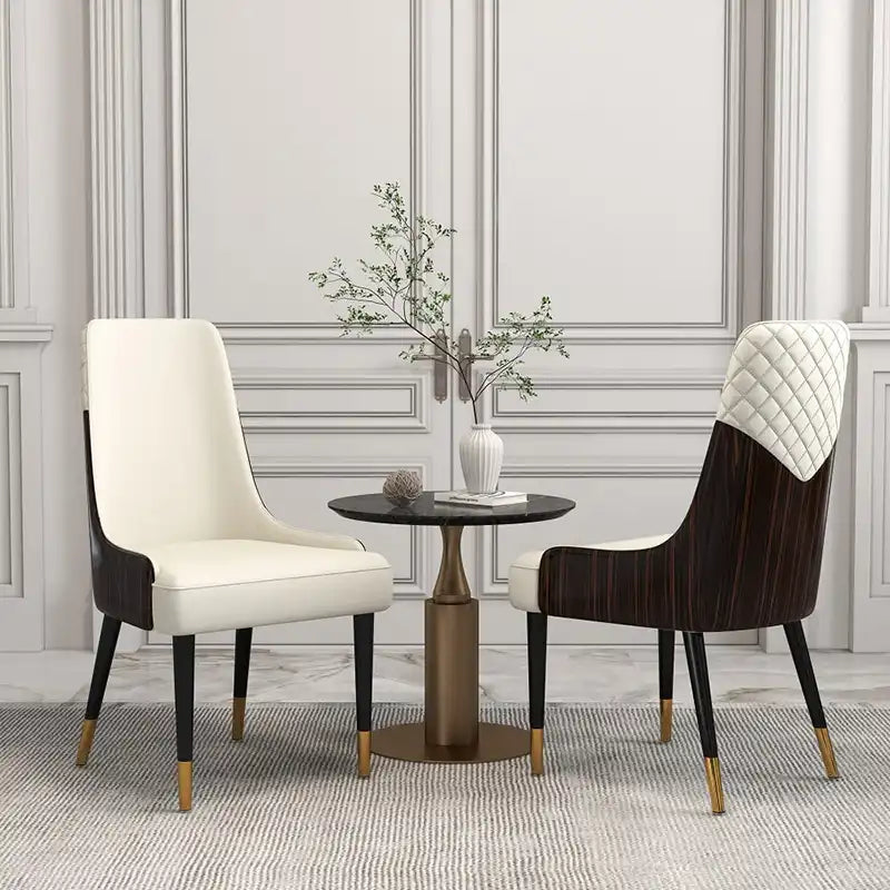 Modern Walnut Leather Dining Chair –Comfort