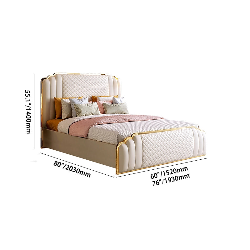 Luxury King Bed with Gold Trim & Quilted Headboard