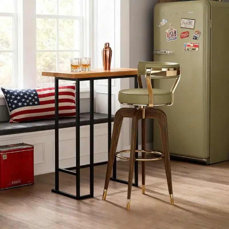 Walnut Swivel Bar Stool - Modern Kitchen & Bar Seating