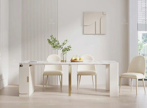 Extendable Faux Marble Dining Table Set | Space Saver