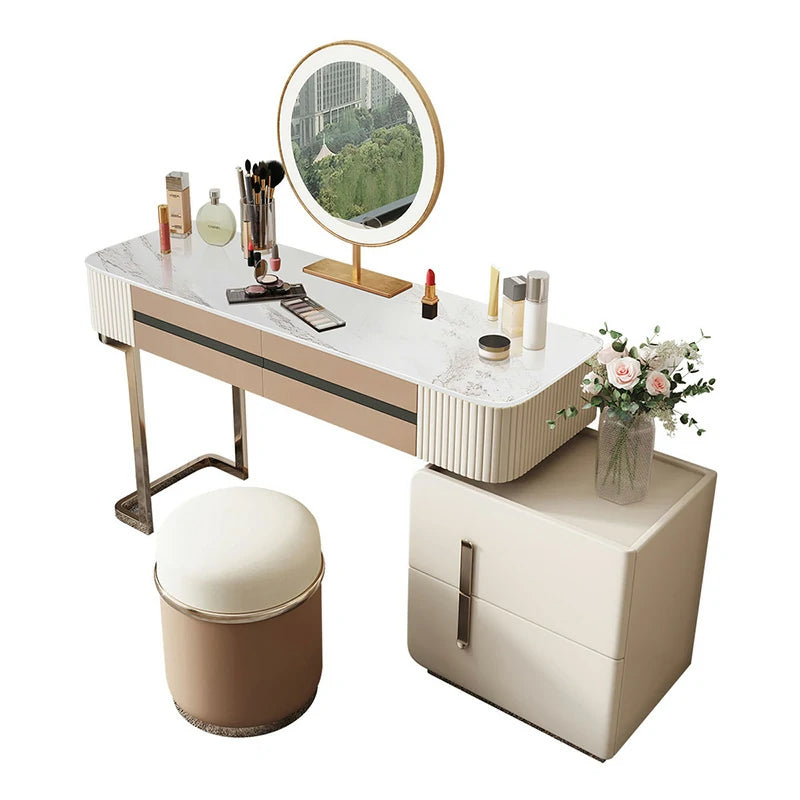 Vanity Desk with Lighted Mirror - Modern Makeup Table Set