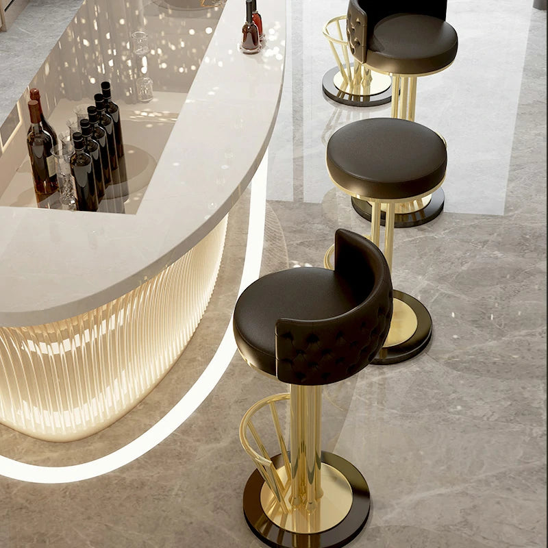 Luxury Black And Gold Bar Stool With Tufted Backrest – Modern Glam Design