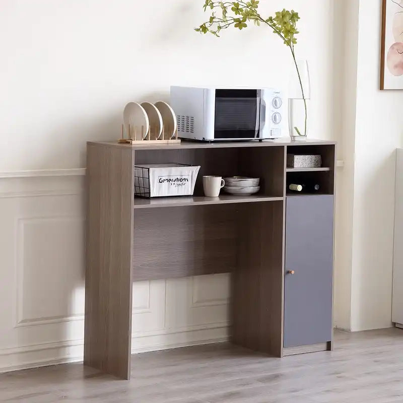 Modern Kitchen Pantry Sideboard with Shelves in Grey
