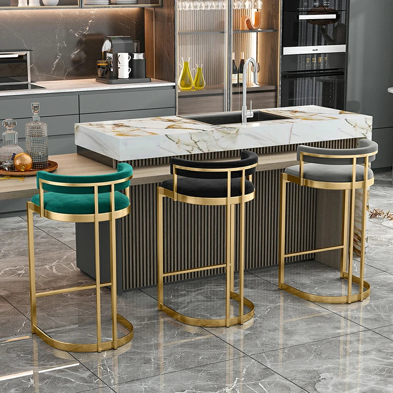 Velvet Gold Bar Stools for Kitchen & Bar Seating
